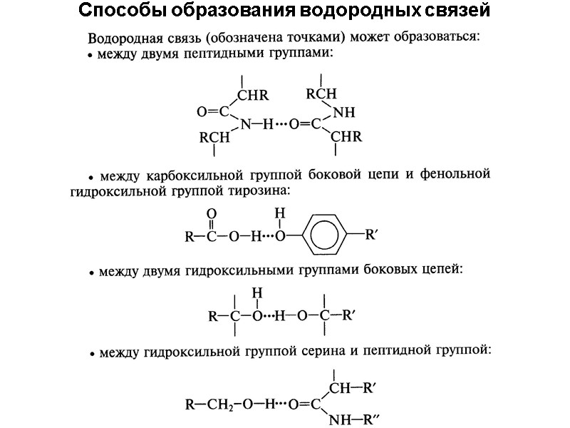 Способы образования водородных связей